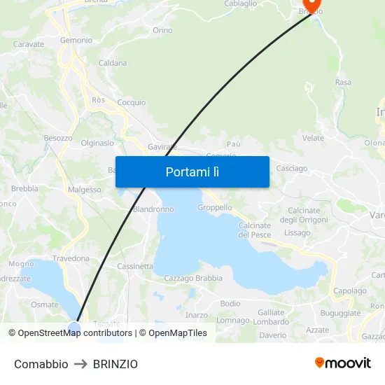 Comabbio to BRINZIO map