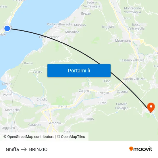 Ghiffa to BRINZIO map