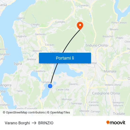 Varano Borghi to BRINZIO map