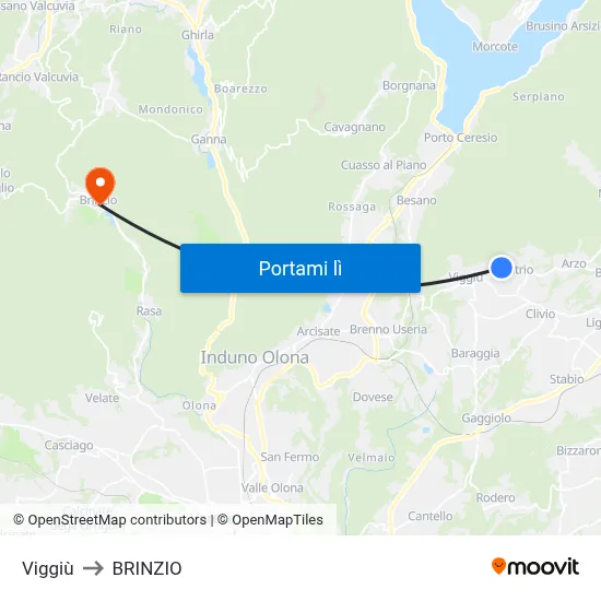 Viggiù to BRINZIO map