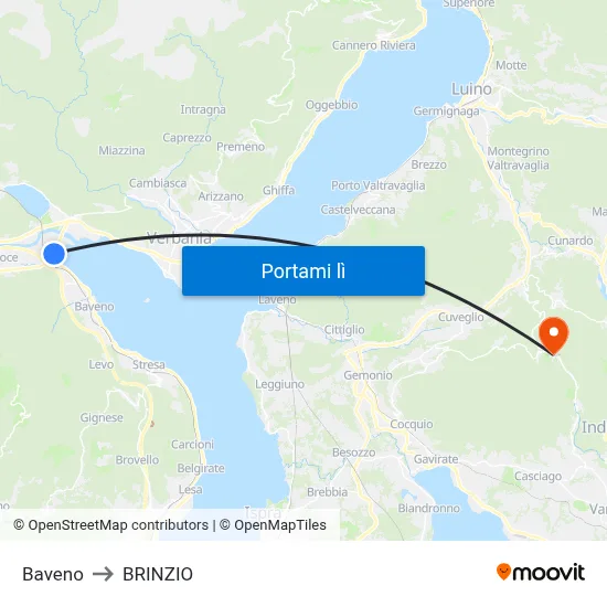 Baveno to BRINZIO map