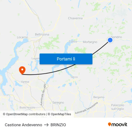 Castione Andevenno to BRINZIO map