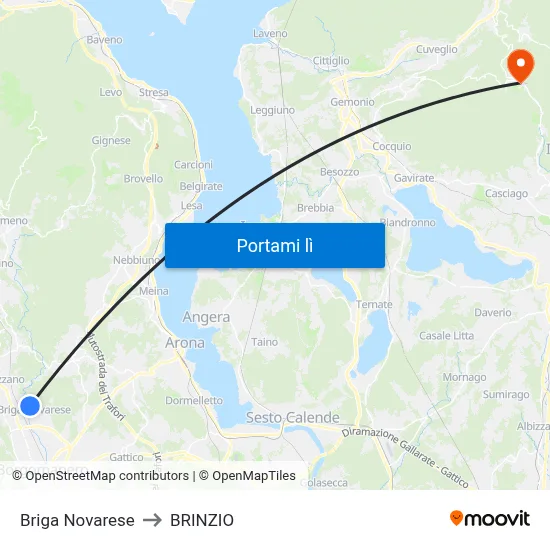 Briga Novarese to BRINZIO map