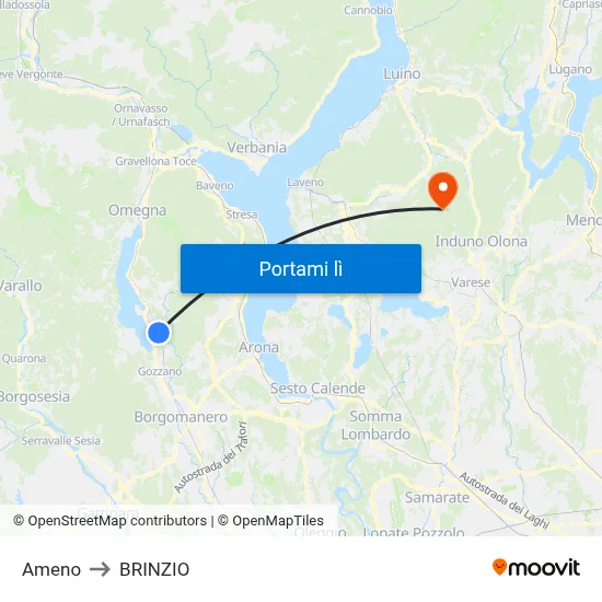 Ameno to BRINZIO map
