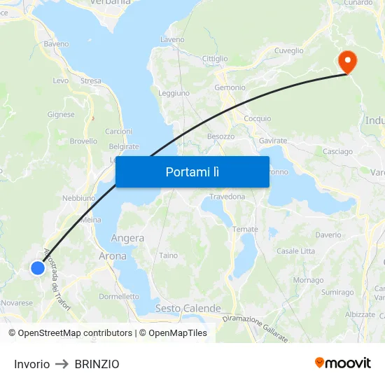 Invorio to BRINZIO map