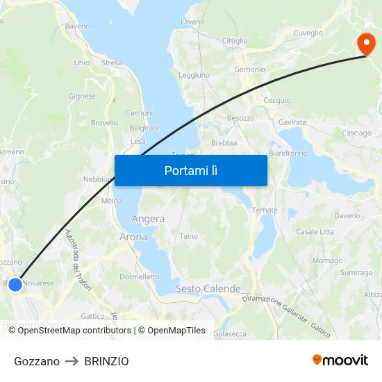 Gozzano to BRINZIO map