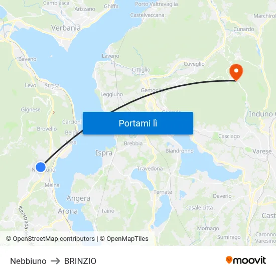 Nebbiuno to BRINZIO map