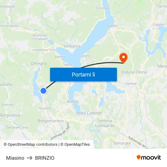 Miasino to BRINZIO map