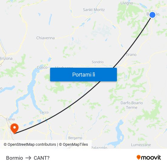 Bormio to CANT? map