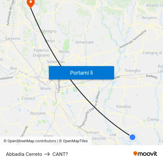 Abbadia Cerreto to CANT? map