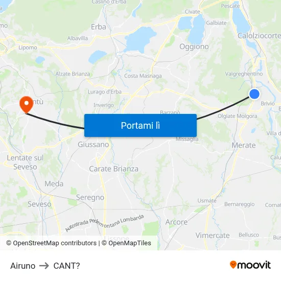 Airuno to CANT? map