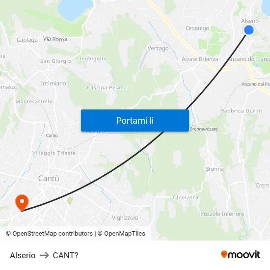 Alserio to CANT? map