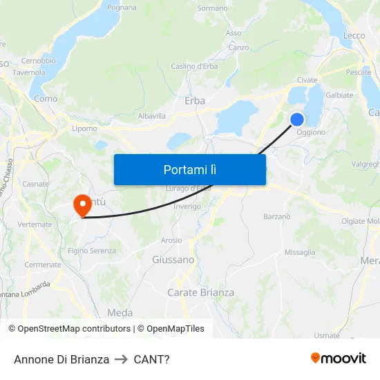 Annone Di Brianza to CANT? map