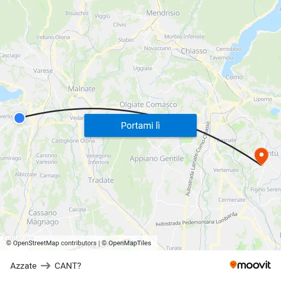 Azzate to CANT? map