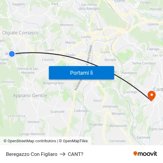 Beregazzo Con Figliaro to CANT? map