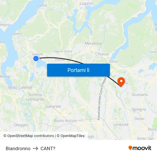Biandronno to CANT? map