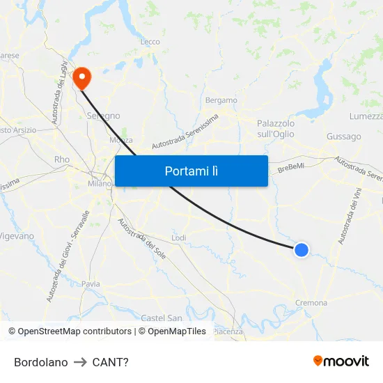 Bordolano to CANT? map
