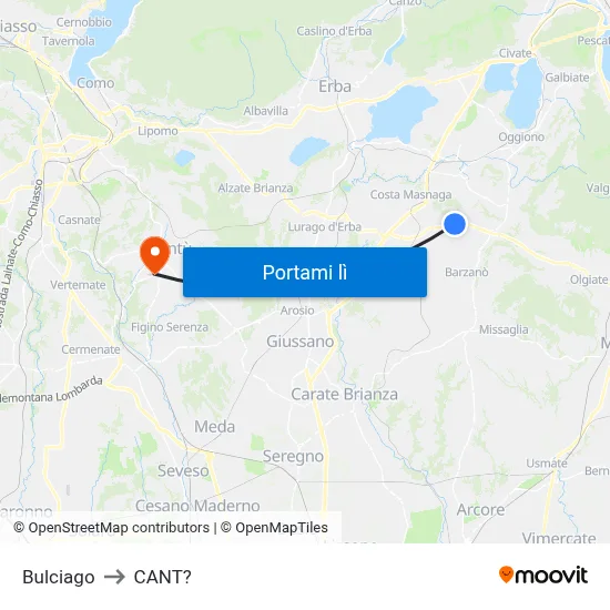 Bulciago to CANT? map