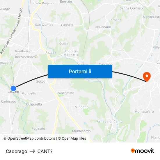 Cadorago to CANT? map