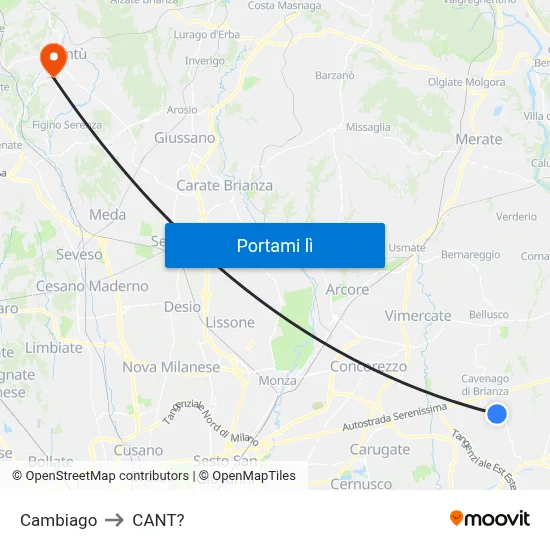 Cambiago to CANT? map