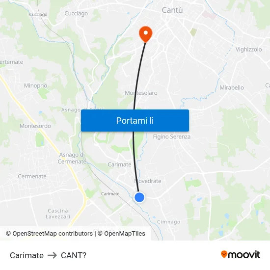 Carimate to CANT? map