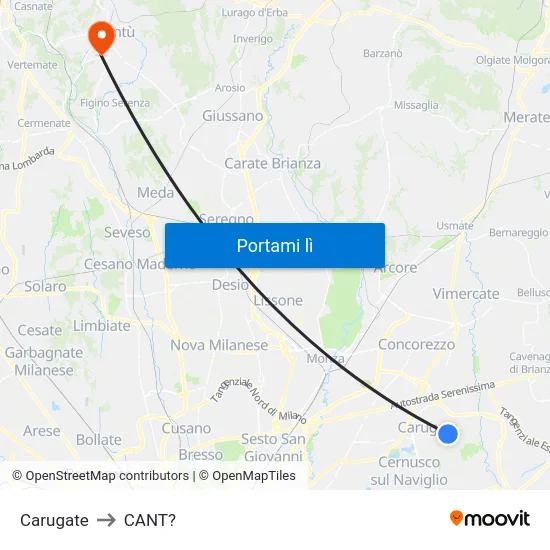 Carugate to CANT? map