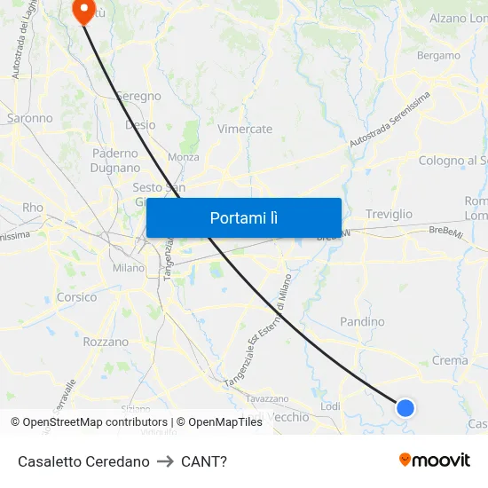 Casaletto Ceredano to CANT? map