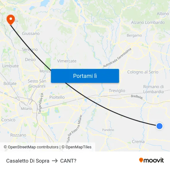 Casaletto Di Sopra to CANT? map