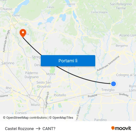Castel Rozzone to CANT? map