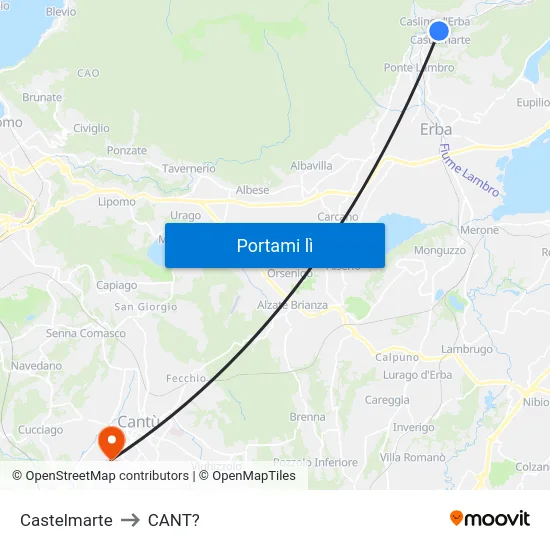 Castelmarte to CANT? map