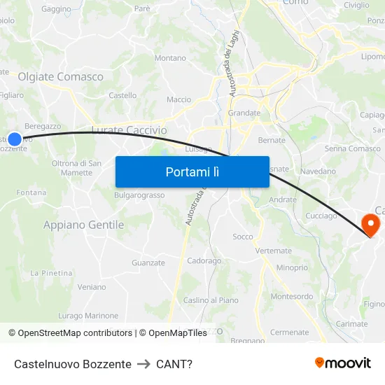 Castelnuovo Bozzente to CANT? map