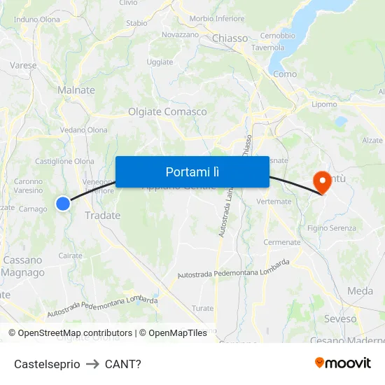 Castelseprio to CANT? map