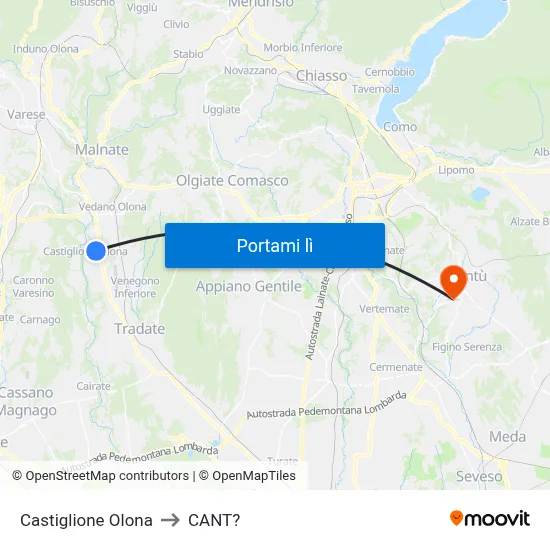 Castiglione Olona to CANT? map