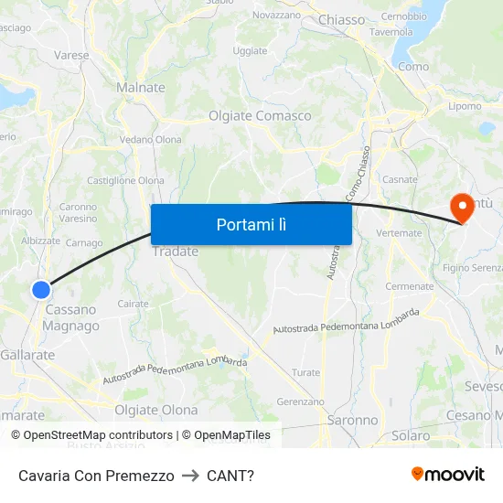 Cavaria Con Premezzo to CANT? map