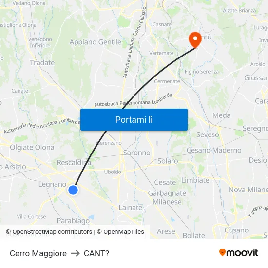 Cerro Maggiore to CANT? map