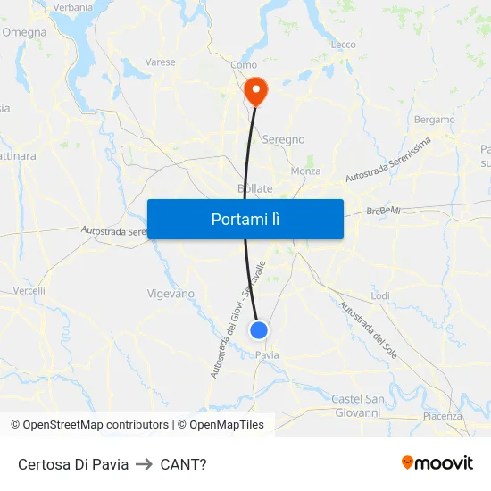 Certosa Di Pavia to CANT? map