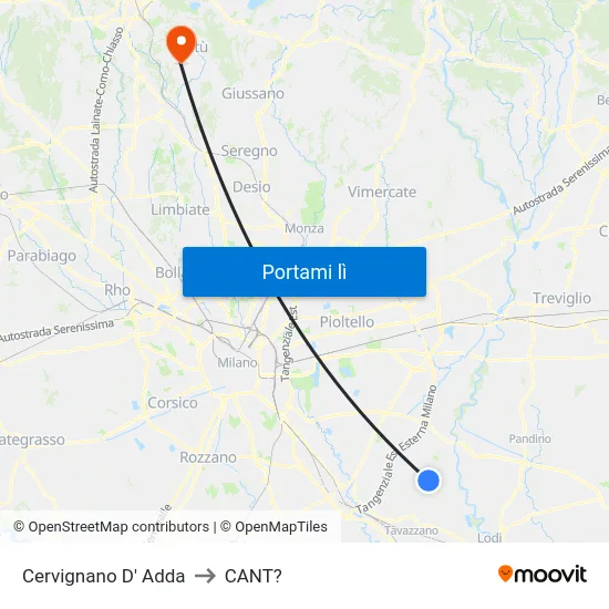 Cervignano D' Adda to CANT? map