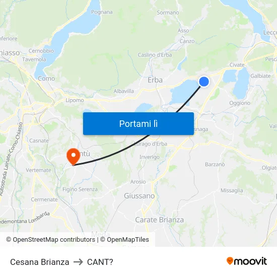 Cesana Brianza to CANT? map
