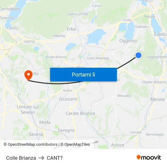 Colle Brianza to CANT? map
