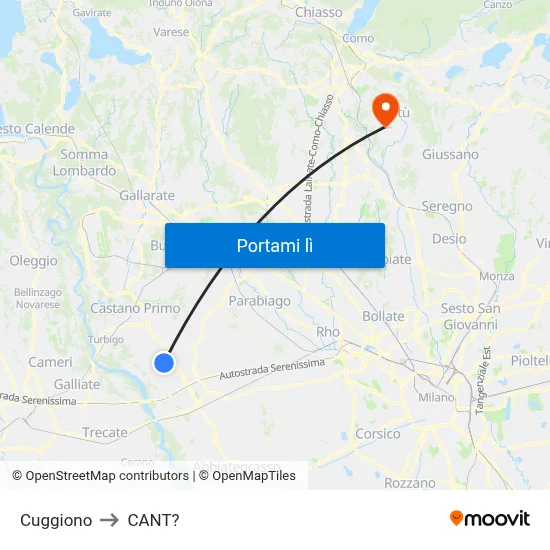 Cuggiono to CANT? map