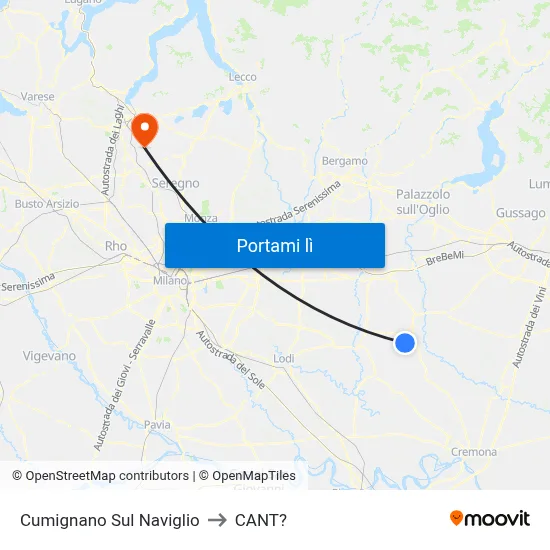 Cumignano Sul Naviglio to CANT? map