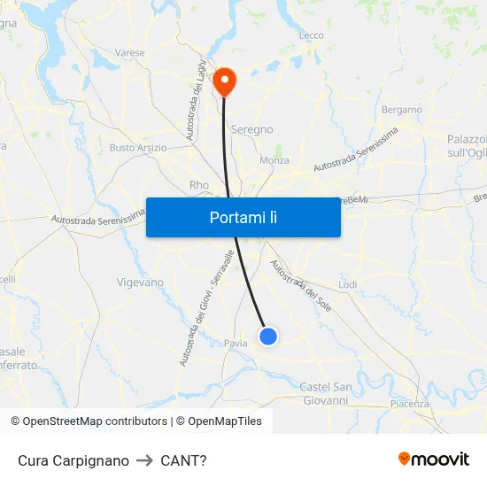 Cura Carpignano to CANT? map