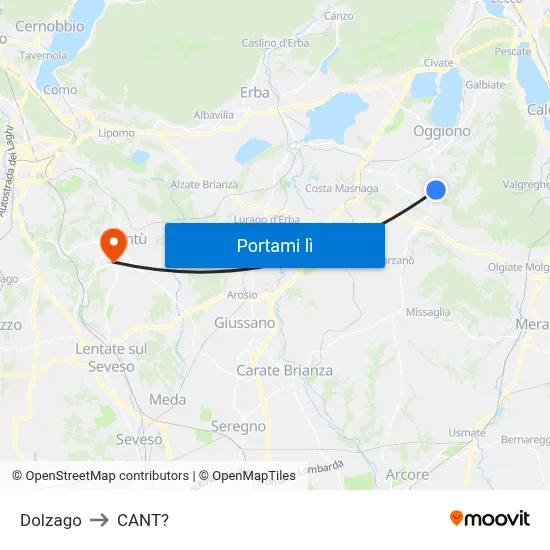Dolzago to CANT? map