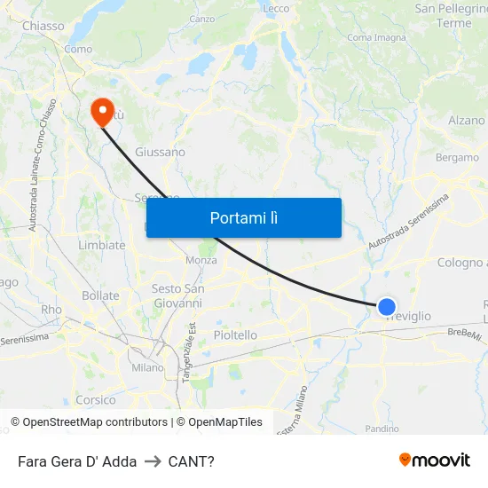 Fara Gera D' Adda to CANT? map