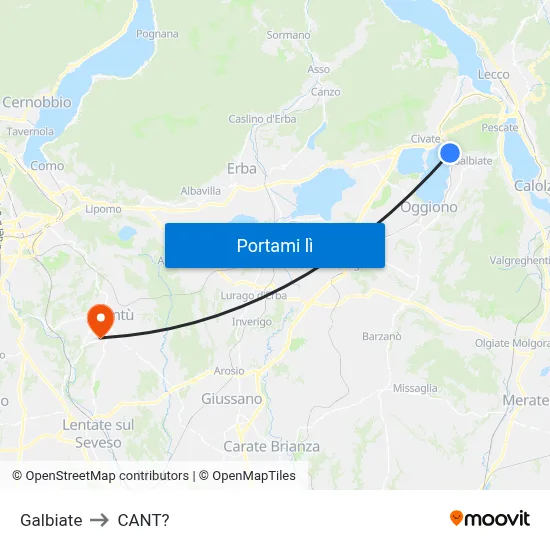 Galbiate to CANT? map