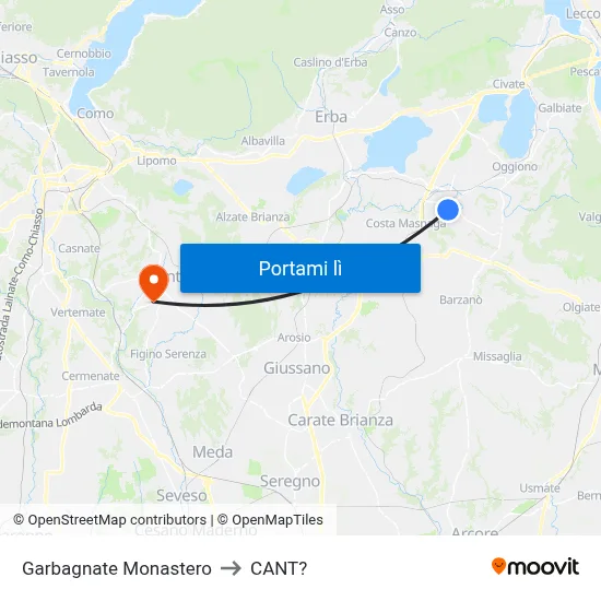 Garbagnate Monastero to CANT? map