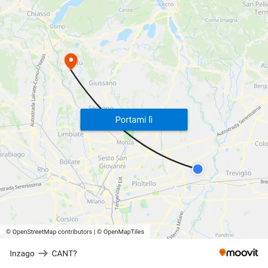 Inzago to CANT? map