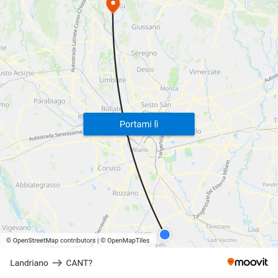 Landriano to CANT? map