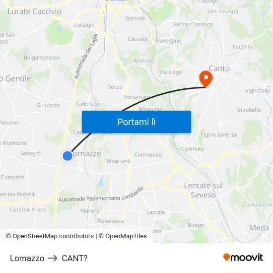 Lomazzo to CANT? map