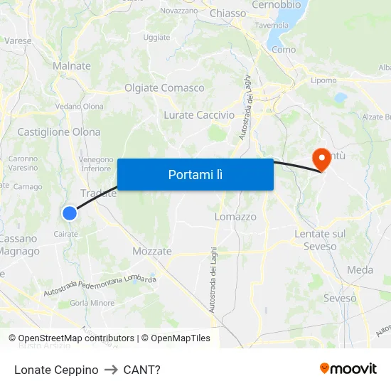 Lonate Ceppino to CANT? map
